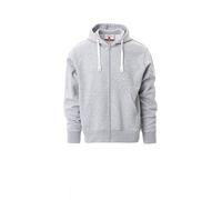 PAYPER Portland Felpa con Cappuccio da Uomo Manica Lunga a Giro Misto Cotone Chiusura Zip Intera Polsini Vita in Costina Elasticizzata Grigio Melange (XL)