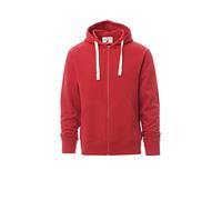 PAYPER Portland Felpa con Cappuccio da Uomo Manica Lunga a Giro Misto Cotone Chiusura Zip Intera Polsini Vita in Costina Elasticizzata Rosso (XL)