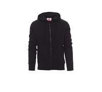 PAYPER Portland Felpa con Cappuccio da Uomo Manica Lunga a Giro Misto Cotone Chiusura Zip Intera Polsini Vita in Costina Elasticizzata Nero (XL)