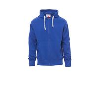 PAYPER Portland Felpa con Cappuccio da Uomo Manica Lunga a Giro Misto Cotone Chiusura Zip Intera Polsini Vita in Costina Elasticizzata Blu Royal (XXL)