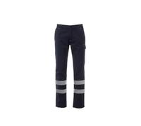 Payper Power Stretch Summer Reflex Pantalone da Lavoro in Mini Ripstop Cotone Leggero Bande retroriflettenti Multitasche (IT, Testo, S, Regular, Regular, Blu Navy)