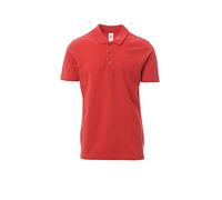 PAYPER Rome Polo Unisex Uomo Donna a Manica Corta 100% Cotone Effetto Perlato Spacchetti Laterali Rosso (XXL)