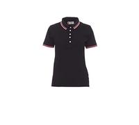 PAYPER Skipper Lady Polo Sfiancata da Donna Manica Corta 100% Cotone Colletto Manica a Costine Spacchetti Laterali Rinforzo Sagomato Retro Collo Nero/Fucsia Neon (L)
