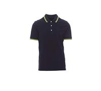 PAYPER Skipper Polo 100% Cotone Piquet con Bordini a Contrasto Manica Corta Uomo, Colore: Blu Navy/Giallo Fluo, Taglia: 4XL
