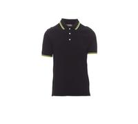 PAYPER Skipper Polo 100% Cotone Piquet con Bordini a Contrasto Manica Corta Uomo, Colore: Nero/Neon Giallo, Taglia: 5XL