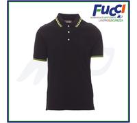 PAYPER Skipper Polo 100% Cotone Piquet con Bordini a Contrasto Manica Corta Uomo, Colore: Nero/Neon Giallo, Taglia: 4XL