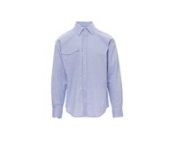 PAYPER Specialist Camicia da Uomo a Manica Lunga 100% Cotone Sfiancata Effetto Perlato Polso Sagomato asola Dietro con carrè e Pinces di ripresa Azzurro (L)