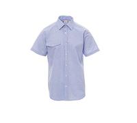 PAYPER Specialist Summer Camicia da Uomo a Manica Corta 100% Cotone Sfiancata Effetto Perlato Polso Sagomato asola Dietro con carrè e Pinces di ripresa Azzurro (L)