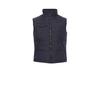 PAYPER Star Gilet Giacca da Lavoro Unisex Uomo Donna 100% Poliestere Chiusura Zip Retro Sagomato Imbottitura Trapuntata Colletto in Pile Blu Navy (S)