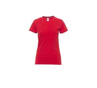 PAYPER Sunrise Lady T-Shirt Maglia Maglietta Mezza Manica Corta Sfiancata da Donna 100% Cotone Girocollo Rosso (S)