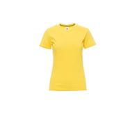 PAYPER Sunrise Lady T-Shirt Maglia Maglietta Mezza Manica Corta Sfiancata da Donna 100% Cotone Girocollo Giallo (M)