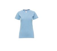 PAYPER Sunrise Lady T-Shirt Maglia Maglietta Mezza Manica Corta Sfiancata da Donna 100% Cotone Girocollo Azzurro (S)