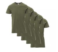 Payper Sunset T-Shirt Uomo 100% Cotone 155 g/m² Maglietta Manica Corta Girocollo Basic Confezione 3 o 5 Pezzi, Ideale per Lavoro e Uso Quotidiano (IT, Testo, XXL, Regular, Regular, 5, Verde Militare)