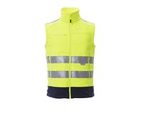 PAYPER Traffic Gilet Softshell Alta visibilitÓ Uomo da Lavoro 100% Poliestere Chiusura Zip Bande Riflettenti Tasca al Petto Porta Badge Giallo Fluo/Blu Navy (5XL)