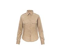 PAYPER Trophy Lady Camicia da Donna a Manica Lunga 100% Cotone Pettinato Tasche carrè sul Davanti fettuccia con Bottone al Braccio Warm Brown (L)
