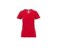 PAYPER V-Neck Lady T-Shirt Maglia Maglietta Mezza Manica Corta Sfiancata da Donna Jersey Cotone 100% Collo a V Rosso (XL)