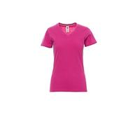 PAYPER V-Neck Lady T-Shirt Maglia Maglietta Mezza Manica Corta Sfiancata da Donna Jersey Cotone 100% Collo a V Fuxia (L)