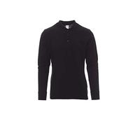 PAYPER Verona Polo da Uomo a Manica Lunga 100% Cotone Effetto Perlato Spacchetti Laterali Colletto Polsino a Costine Nero (XL)