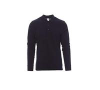 PAYPER Verona Polo da Uomo a Manica Lunga 100% Cotone Effetto Perlato Spacchetti Laterali Colletto Polsino a Costine Blu Navy (XL)