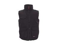 PAYPER Wanted Gilet Giacca da Lavoro Unisex Uomo Donna 100% Poliestere Chiusura Zip Interno Imbottito Tasche Frontali Laterali Porta Cellulare Nero/Steel Grey (L)