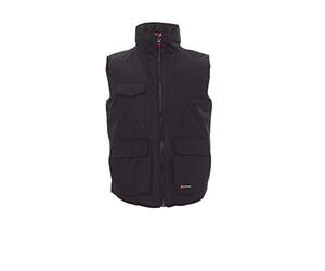 PAYPER Wanted Gilet Giacca da Lavoro Unisex Uomo Donna 100% Poliestere Chiusura Zip Interno Imbottito Tasche Frontali Laterali Porta Cellulare Nero/Steel Grey (S)