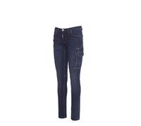PAYPER West Lady Pantalone da Lavoro Donna Multitasche Taglio Jeans Misto Denim Chiusura con Zip Porta Metro Smartphone Martello Penne Cutter Effetto Consumato delavè Blu (38)