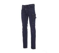 PAYPER West Pantalone da Lavoro Uomo Taglio Jeans Misto Denim Tasche Laterali Chiusura con Zip Porta Metro Smartphone Effetto Consumato delavÞ Taglie Forti Blu (52)
