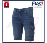 Payper WEST SHORTS Bermuda Jeans Uomo Denim Stretch Cargo Multitasche da Lavoro