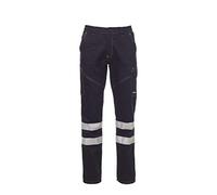 PAYPER WORKER WINTER REFLEX Pantalone unisex uomo donna 100% cotone bande reflex tasche laterali posteriori Blu Navy (XL)