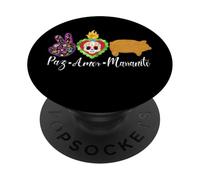 Paz, Amor Y Marranito Pan Dulce De Muerto PopSockets PopGrip Adesivo