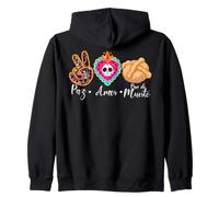 Paz, Amor Y Pan Dulce Dia de Los Muertos Sugar Skull Felpa con Cappuccio