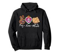 Paz, Amor Y Pan Dulce Dia de Los Muertos Sugar Skull Felpa con Cappuccio