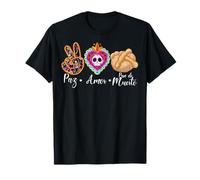Paz, Amor Y Pan Dulce Dia de Los Muertos Sugar Skull Maglietta