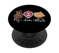 Paz, Amor Y Pan Dulce Dia de Los Muertos Sugar Skull PopSockets PopGrip Adesivo