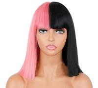 PAZIONE SINTETICA SINTETICA Mezza parrucca da cosplay mezza rosa for donne dritte parrucche bob con la parrucca di capelli lolita sintetica for ragazze naturale salvasplay parrucca for donne for donne