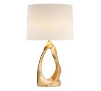 PAZWAHF Lampada da scrivania dorata, base in resina con paralume in tessuto, interruttore a pulsante, cavo da 150 cm per camera da letto, soggiorno, ufficio, luce calda per la lettura, comodino