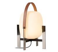 PAZWAHF Lampada da tavolo moderna e minimalista con paralume in vetro, base in metallo e manico in pelle, cavo da 1,5 m e interruttore a pulsante per soggiorno, studio, comodino.