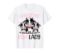 Pazza Mucca Lady Donne Divertenti Detti Amici Animali Maglietta