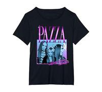 Pazza Stampa Rosa Maglietta, Donna Plus-Size, Nero, 1X