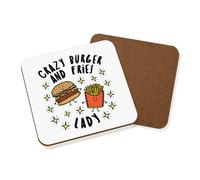 Pazzo Burger E Patatine Donna Stars Sottobicchiere Scherzo Divertente Fast Cibo