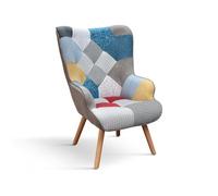 PAZZO DESIGN Poltrona Armando, Set Da 1, Multicolore, Poltrona Tessuto Per Relax, Lettura, Gambe Legno - id_2127
