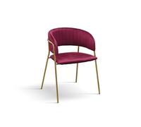 PAZZO DESIGN Sedia Penelope, Set Da 2 Sedie, Bordeaux, Velluto, Cucina, Sala Da Pranzo, Gambe Metallo Oro - id_2006