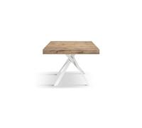 PAZZO DESIGN Tavolo Allungabile Leonardo, Gambe Incrociate Bianche, Made In Italy, Rovere Rustico, Cucina, Sala Da Pranzo, Estensibile, 95x90x76 cm - id_2171