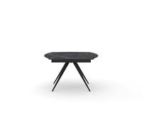 PAZZO DESIGN Tavolo Allungabile Rotante Lavinia, Piano In Marmo Nero con Venature Bianche/Grigio chiaro, Gambe Nere, Cucina, Soggiorno, Ceramica, 120 x 90 x h77 cm - id_2297