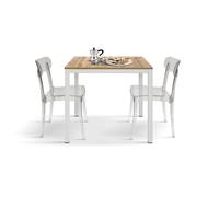 PAZZO DESIGN Tavolo Fisso Tobia, Tavolino Da Bar, Tavolo Da Ristorante, 80 x 80 x 75 cm, Rovere Rustico, Base Bianca - id_2108