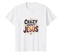 Pazzo di Gesù Amo Gesù Espressione di Fede Vibrante Maglietta, Bambini, Bianco, 4 Anni