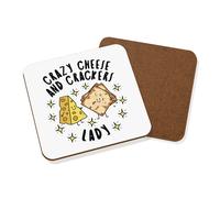 Pazzo Formaggio E Crackers Donna Stars Sottobicchiere Funny Scherzo Cibo Amante