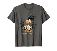 Pazzo Pollo dai Capelli Selvaggi Punteggiato Fowl Fun Maglietta