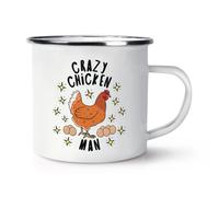 Pazzo Pollo Uomo Stars Rétro Smalto Tazza - Divertente Animale Cucciolo