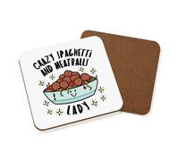 Pazzo Spaghetti E Meatballs Donna Stars Sottobicchiere Scherzo Divertente Cibo